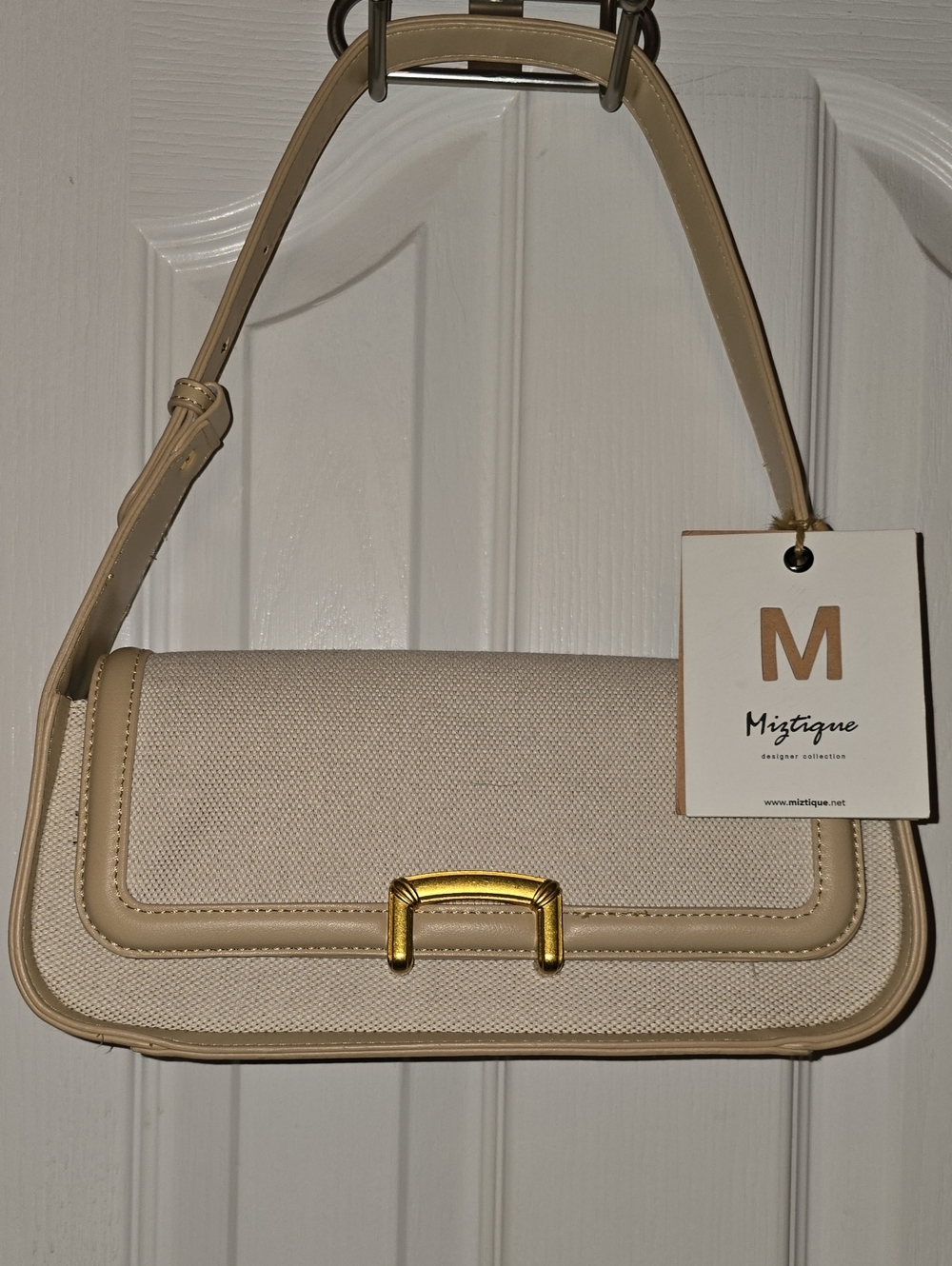 Miztique Canvas Bag NWT Cream Beige Shoulder Purse